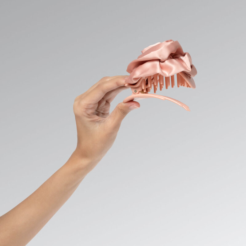 Kitsch - Agrafă Cloud Plată cu Rozetă din Satin - Terracotta, Medie - imagine 4