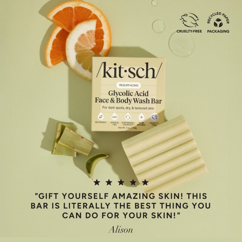 Kitsch - Săpun Solid Exfoliant cu Acid Glicolic pentru Față și Corp - imagine 2